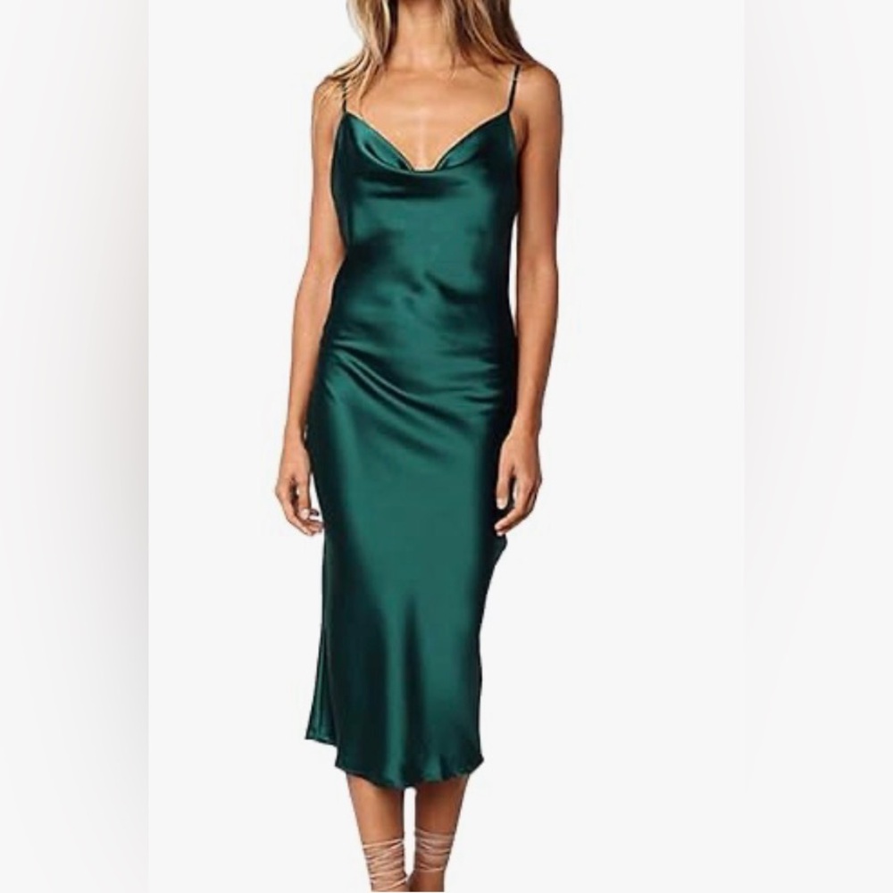 Green Satin Slip Dress